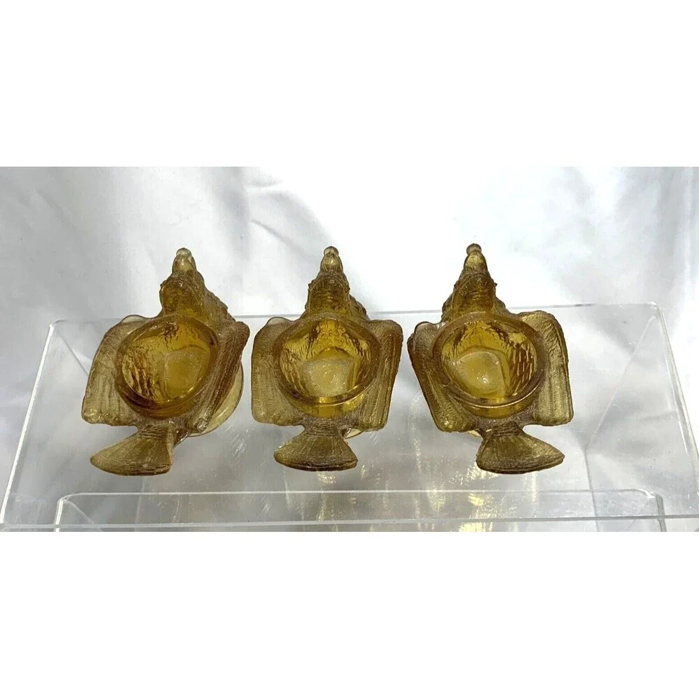 Lot of 3 McKee Glass Bird Berry Open Salt 1880-1890 3 1/2